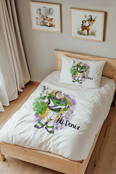 Lilabio İsme Özel Tek Kişilik %100 Pamuk Nevresim Takımı (160X220 CM) Toy Sto...
