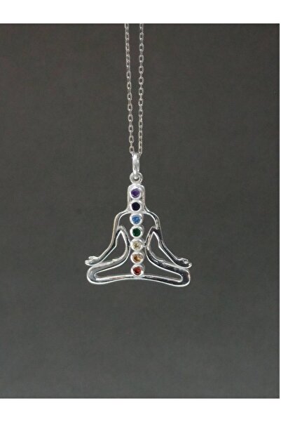 TREND 925 ayar gümüş yogi kolye, yoga 7 çakra kolye , yılbaşı hediyesi
