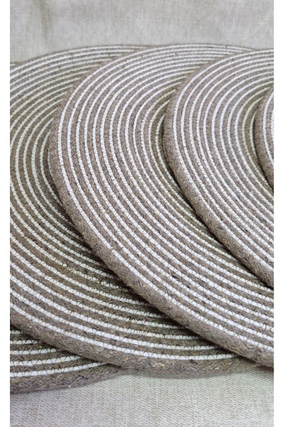 MODA kahverengi beyaz detaylı cıft taraflı amerıkan servis / supla