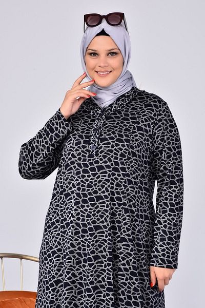 Ferace Ρούχα μεγάλου μεγέθους Μητρικό φόρεμα Hijab με στάμπα λεοπάρ