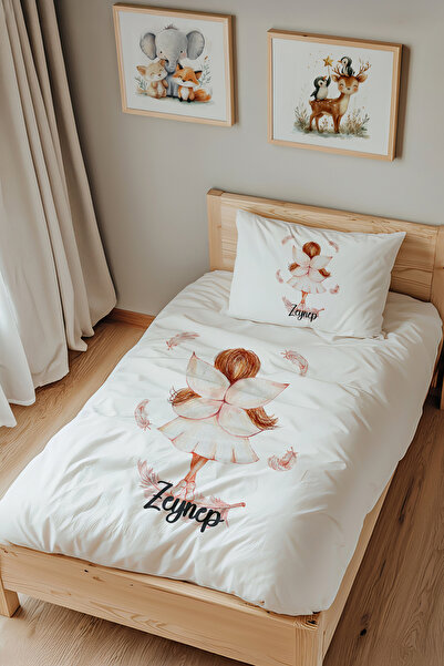 Lilabio İsme Özel Tek Kişilik %100 Pamuk Nevresim Takımı (160X220 CM) Peri