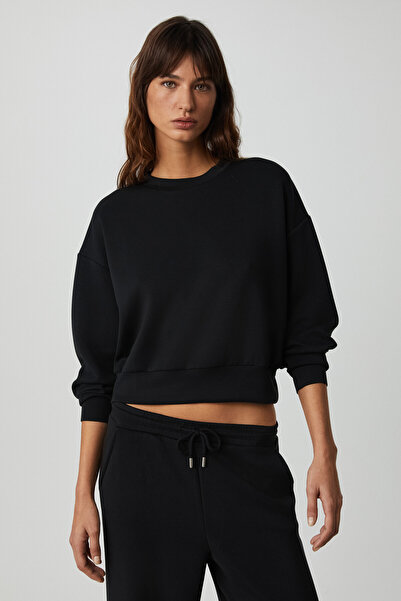 GRIMELANGE Kıerstan Kadın Scuba Kumaşlı Aşırı Yumuşak Oversize Siyah Eşofman Takımı