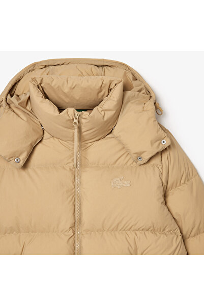 Lacoste Kadın Relaxed Fit Kapüşonlu Kahverengi Şişme Mont