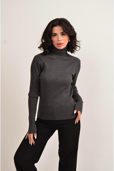 Figo Pulover cu guler înalt din tricot cu nervuri