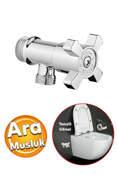 Badem10 Intermediate Faucet Toilet - Alafranga Flex Hose, Flip Connection, Metal Reservoir Wc