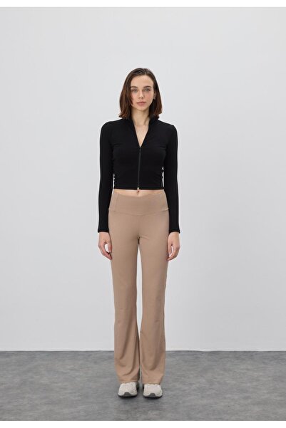 TUBİA Cardigan negru pe jumătate Fisherman Crop pentru femei