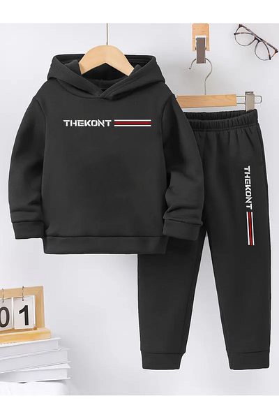 THEKONT The Kont Stripe Printed Cotton Bottom Top Kids Tracksuit Set