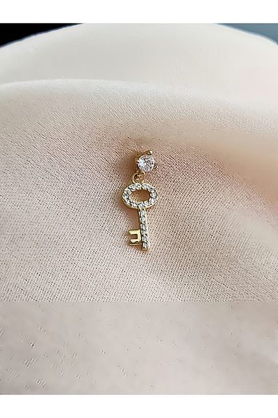 Eva Takı Store Gold Gold Color Lock Key Model - Cartilage Piercing Tragus Helix Earring
