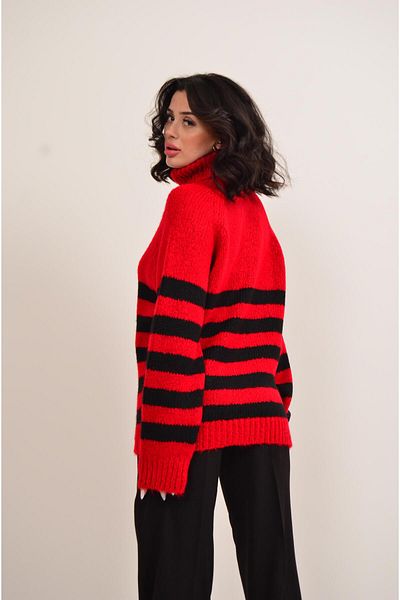 Figo Turtleneck Striped Women's Sweater