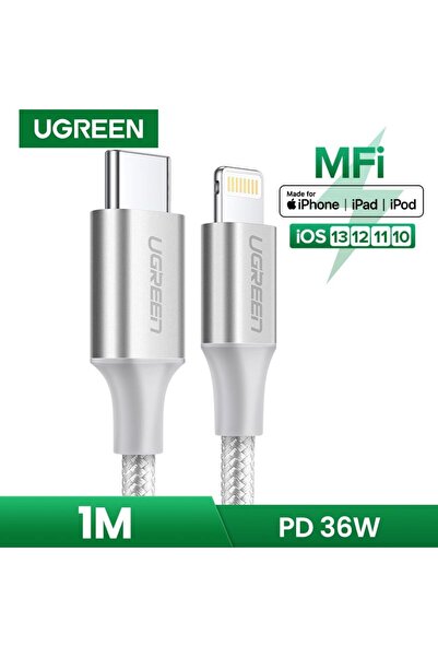 Ugreen Aluminum Braided Charging and Sync Data Cable USB-C to Lightning 1m - Silver