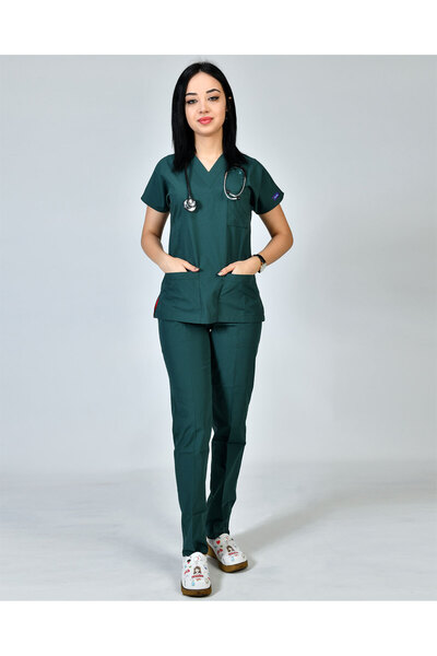 Kıraç Uniform Dr Greys Soft Likralı Avcı Yeşil Doktor-hemşire Forması Medikal...