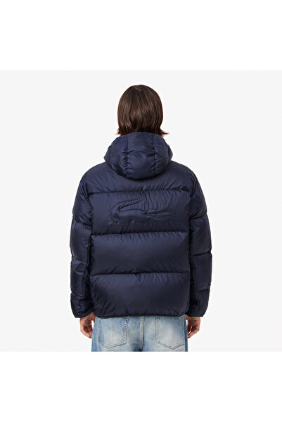 Lacoste Erkek Relaxed Fit Kapüşonlu Lacivert Şişme Mont