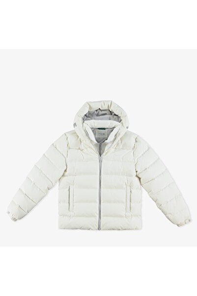 Lacoste Erkek Regular Fit Kapüşonlu Beyaz Şişme Mont