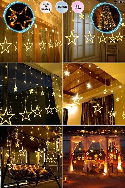 Mashotrend 4x1m Eklemeli Gün Işığı 24 Sarkıt Yıldız Led - 8 Modlu Yıldız Led ...