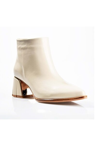 NİSH EXCLUSİVE 24143 NİSH Kısa Kalın Topuk Fermuar Kapama Rugan Hakiki Deri Ş...