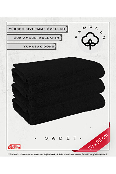 Koza Mix towel 100% бавовняний рушник для обличчя та фітнесу, чорний - для чутливої шкіри, 3 шт.