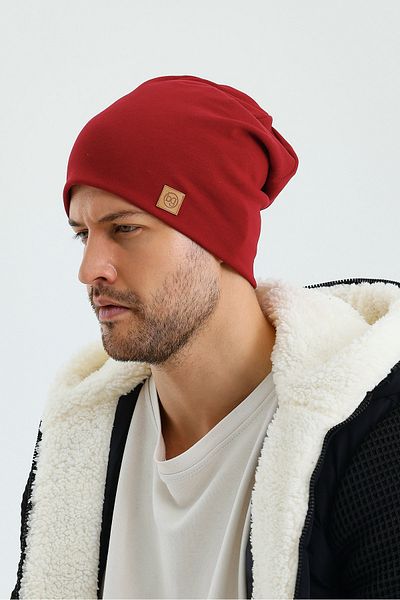 Butikgiz Men's Burgundy Thermal 100% Cotton Soft 2 Style in 1 Beret Premium Cuts Series