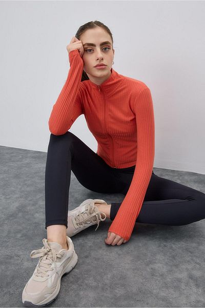 TUBİA Red Crop Cardigan - Pale Half Turtleneck