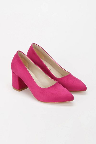 MFT AYAKKABI Pantofi de zi cu toc gros pentru femei din piele intoarsa fucsia