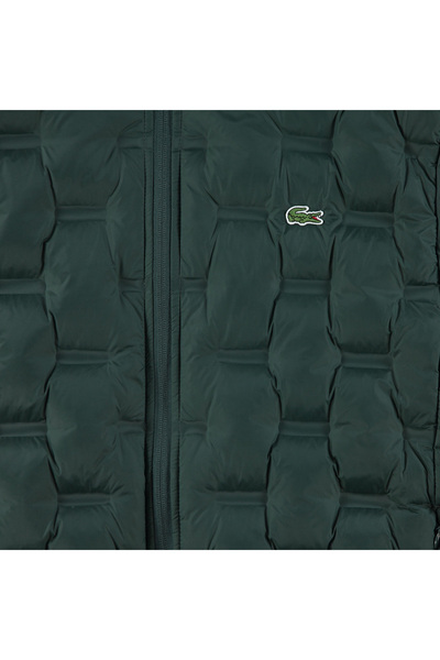 Lacoste Erkek Regular Fit Kapüşonlu Kapitone Koyu Yeşil Mont