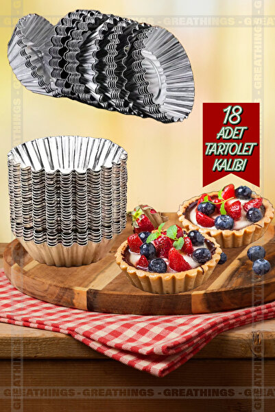 Greathings 18 Adet Paslanmaz Metal Yapışmaz  Cupcake, Muffin, Tartolet Kurabi...