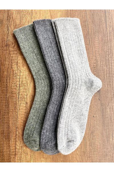 Sky Socks Чифт от 3 плетени зимни дебели хавлиени чорапи от алпака вълна