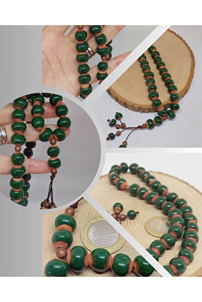 Yasamtohumu Anatolska serija zemlje 33' zelene keramičke perle za molitvu 10-...