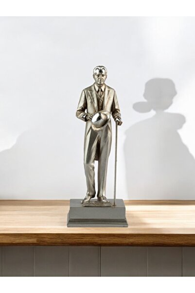 GİTTİGİTTİ Baston ve Şapkalı Mustafa Kemal Atatürk Dekoratif Büst Biblo Gümüş