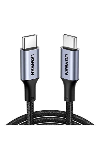 Ugreen كابل شحن سريع مضفر من USB-C إلى USB-C بطول 1 متر وقوة 100 وات - أسود