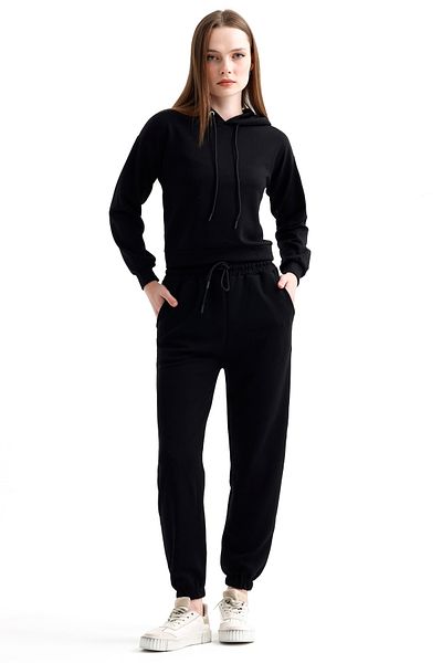 MD trend Modal Hooded Crop φούτερ και ελαστική μέση φούτερ - Γυναικείο σετ δύο τεμαχίων