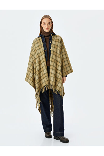 Koton Hooded Zippered Ivory Button Pocket Detailed Long Coat