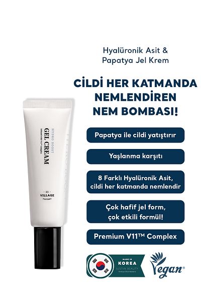 Village 11 Factory Hydro Boost Gel Cream - Vegan Moisture Bomb Moisturizing Gel Cream with 8 Different Hyaluronic Acid 50ml