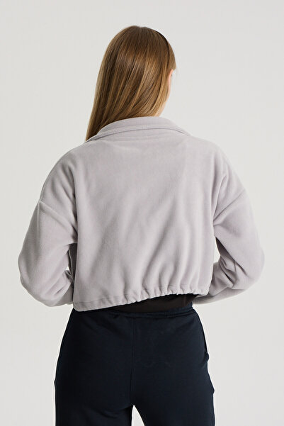 Perché Kadın Polar Tam Fermuarlı Crop Dik Yaka