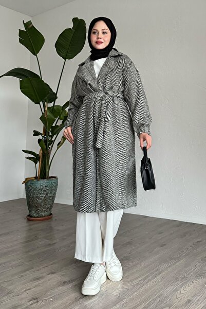 InStyle Palton din cașmir mentă Herringbone