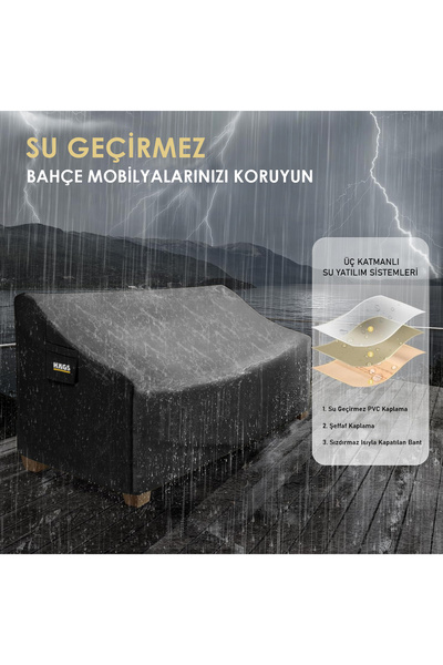 Genel Markalar Çift Kişilik Bahçe Koltuk Örtüsü, Koruma Kılıfı, Dış Mekan Koltuk Örtüsü  215-90-90cm - Siyah