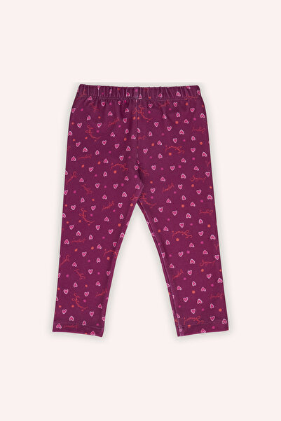 Panço Kız Bebek Kalp Desenli Kırmızı Tayt