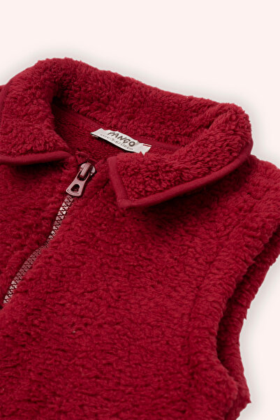 Panço Kız Çocuk Bordo Peluş Yelek