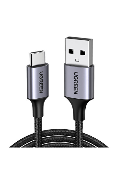 Ugreen Alüminyum Örgülü Şarj şi Senkronizare Veri Kablosu USB - USB-C 1m - Siyah
