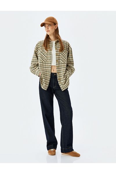 Koton Classic Collar Pocket Detailed Buttoned Plaid Lumberjack Shirt