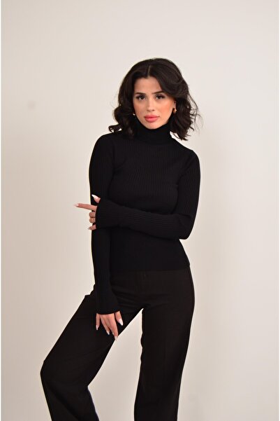 Figo Pulover cu guler înalt din tricot cu nervuri