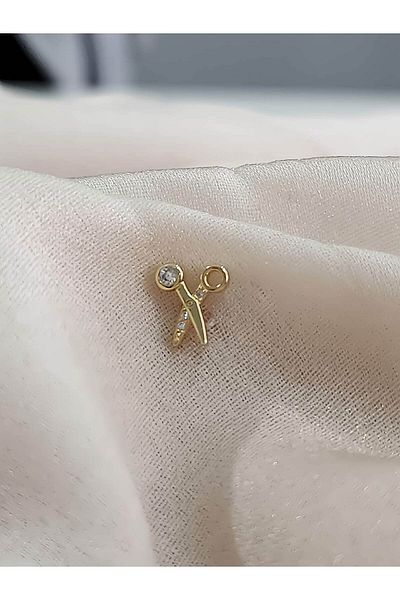 Eva Takı Store Scissor Model Cartilage Piercing Tragus Helix Gold Gold Color Earrings