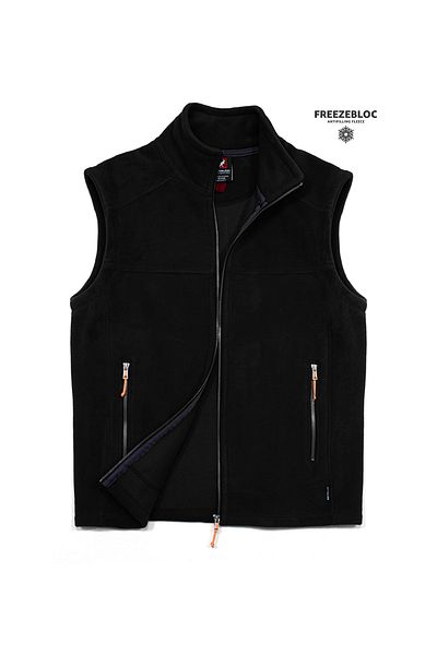 Cottonland Ανδρικό αθλητικό γιλέκο GILET Relaxed Cut Χοντρό Fleece ΜΑΥΡΟ