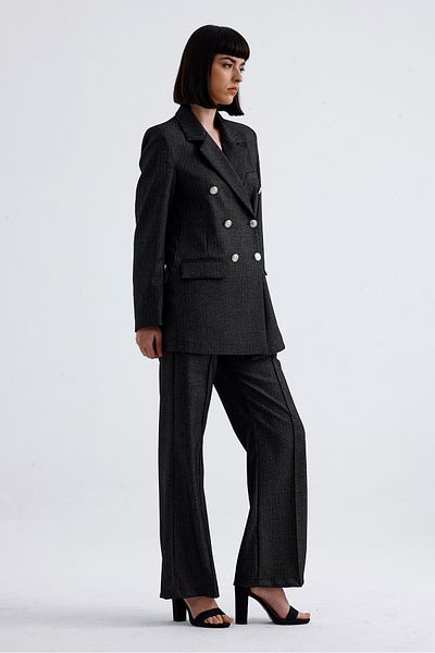 Sense Double Breasted Cutout Lined Seasonal Suit - Anthracite Ckt35837
