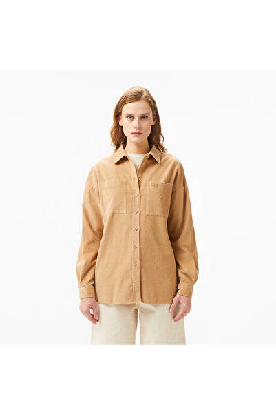 Lacoste Kadın Relaxed Fit Kahverengi Gömlek