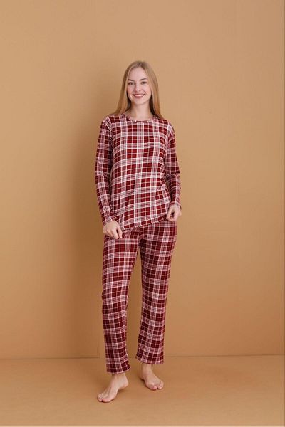 MEBA Set de pijamale din piele intoarsa cu model imprimat pentru dama