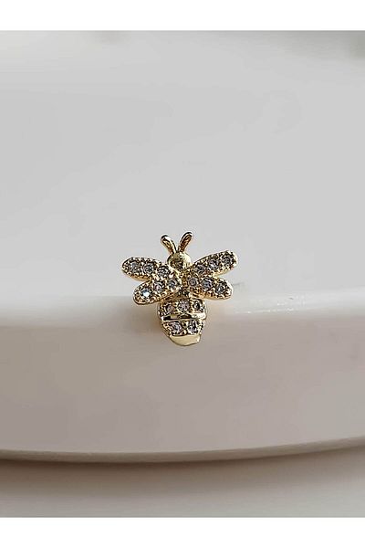 Eva Takı Store Bee Model Cartilage Piercing Tragus Helix Gold Gold Color Earrings