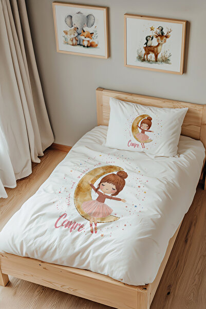 Lilabio İsme Özel Tek Kişilik %100 Pamuk Nevresim Takımı (160X220 CM) Küçük Kız