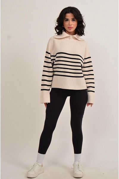 Figo Striped Turtleneck Women's Sweater