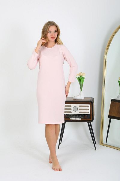 Akbeniz Cotton Home Dress Tunic Nightgown Salmon 13132