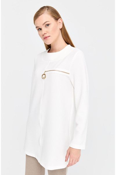 Esswaap Pique Textured Zipper Detailed Tunic